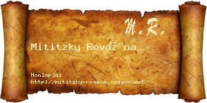 Mititzky Rovéna névjegykártya